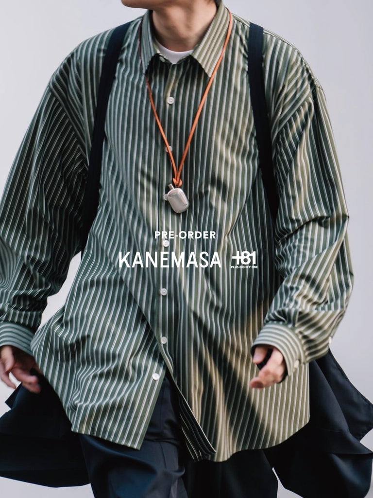 完売品 kanemasa 別注 Stripe Dress Knit Shirt