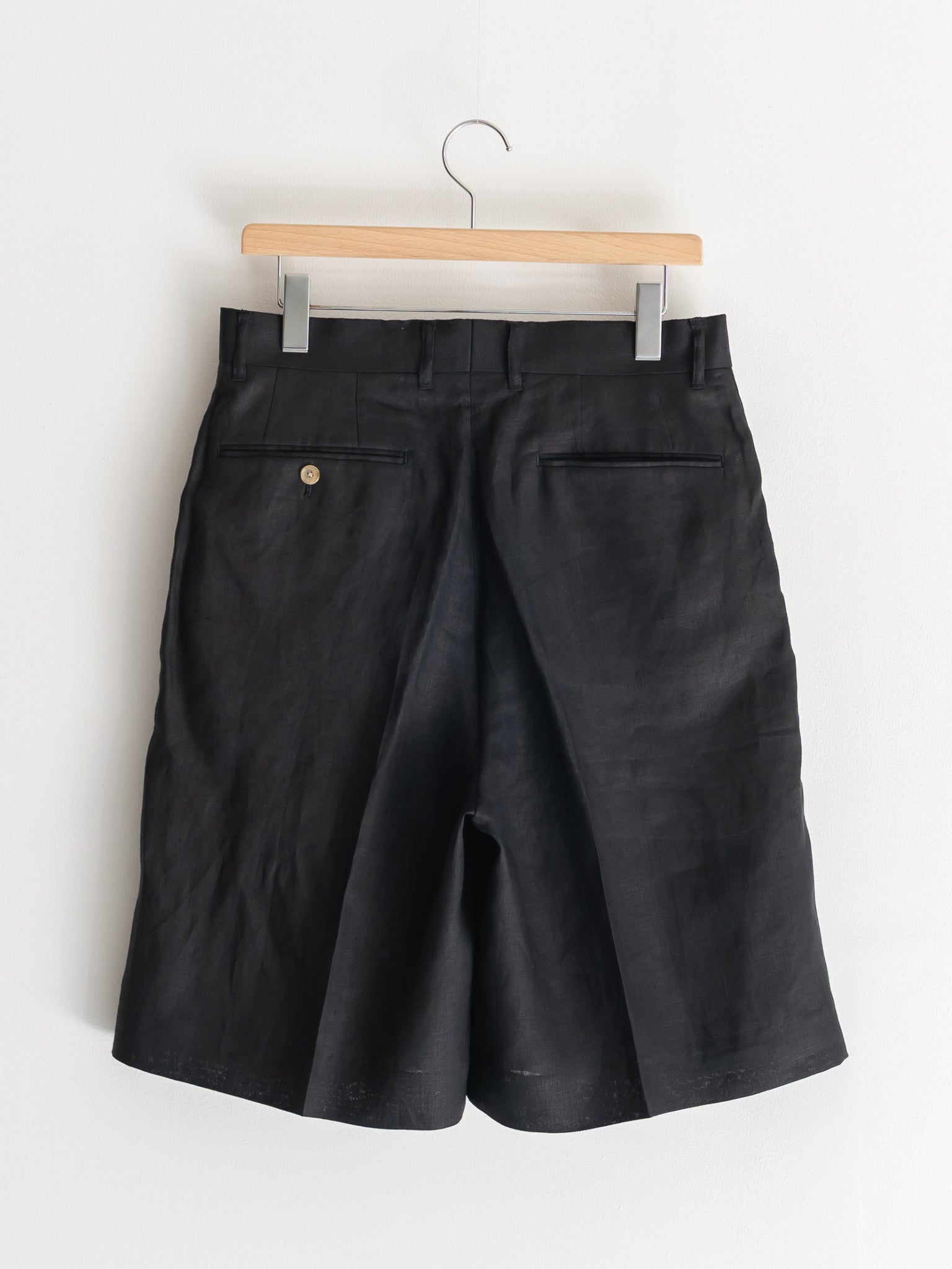 INTÉRIM - HIGH COUNT LINEN CLOTH 2 TUCK BUTTON SHORTS – +81