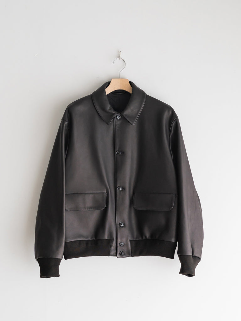 NVRFRGT DISTRESSED LEATHER BOMBER JACKET LEATHER BOMBER JACKET - BLACK