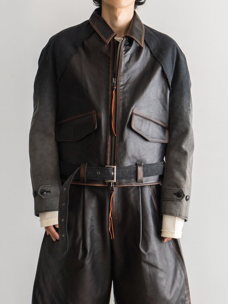 KHOKI - Vintage-effect leather jacket – +81