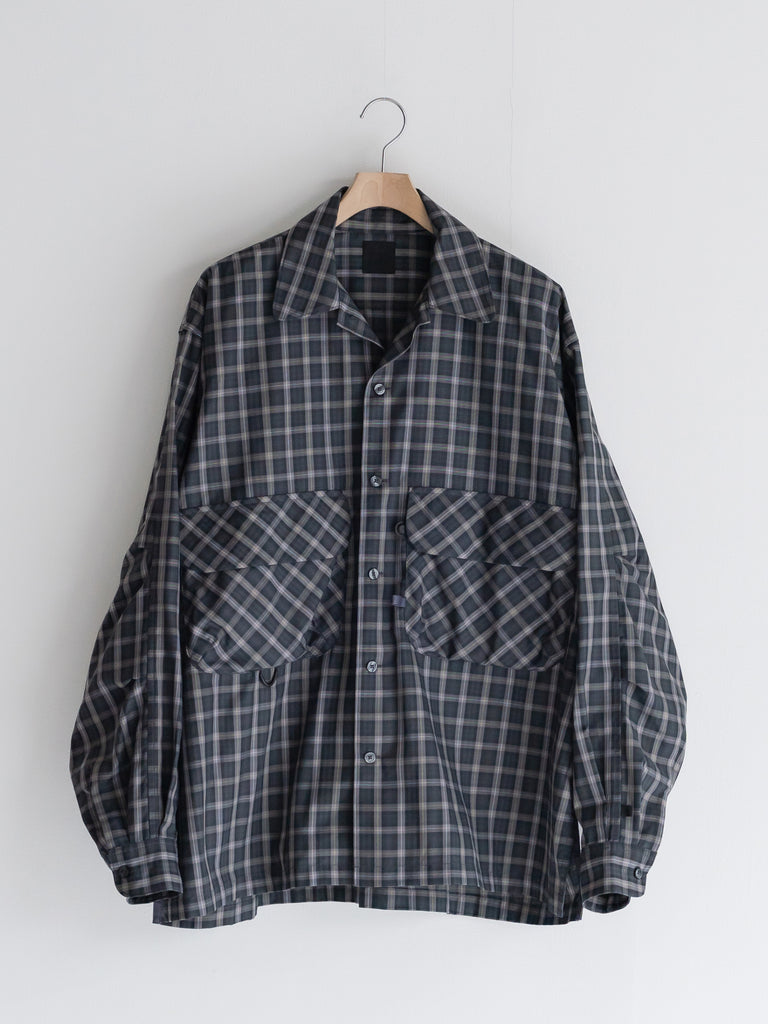 DAIWA PIER39 - TECH SPORTS OPEN COLLAR SHIRT L/S GREN PLAID – +81